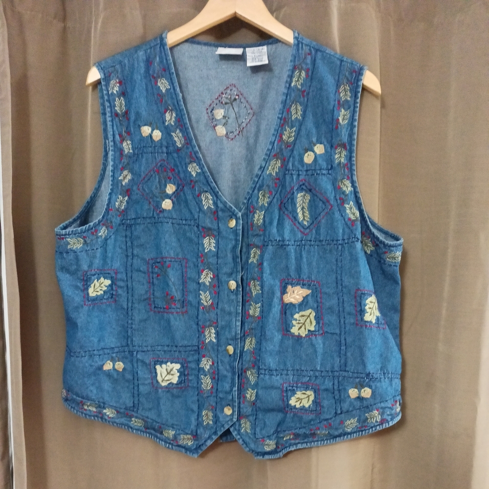 Vintage Bobbie Brooks Fall Leaf Print Vest 16/18